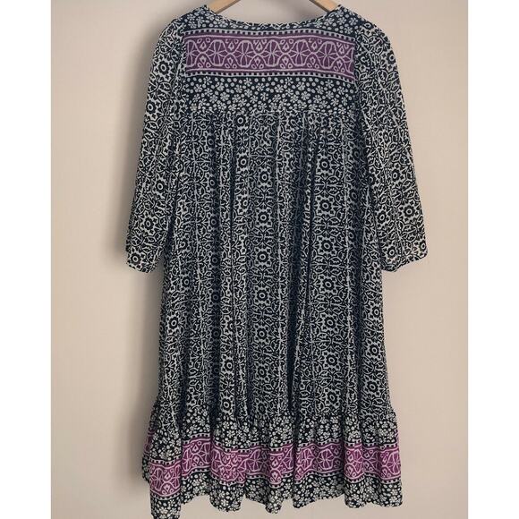 Free People Penny Lane Black Combo Chiffon Tunic Smock Dress Size XS - Picture 2 of 7